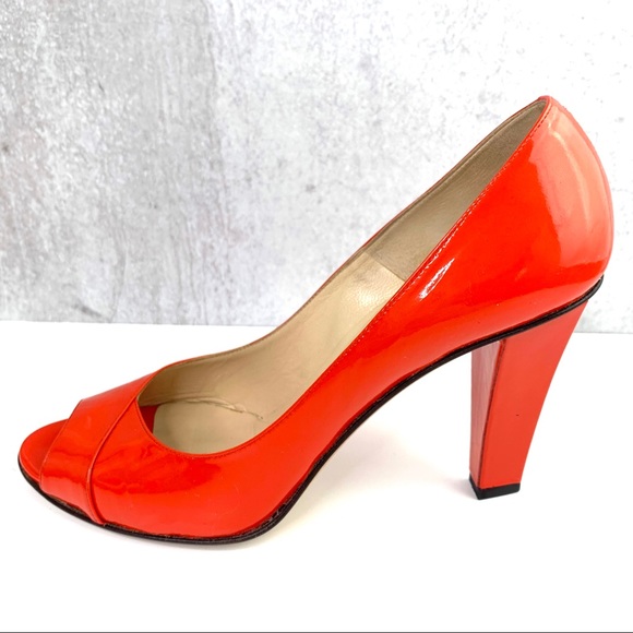 Jimmy Choo Mandarin Patent Peep Toe -Sz 39 Worn 1X - Picture 2 of 8
